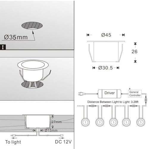 LED Deck Lights Kit, 30 Pack 1.77" Smart RGBW+IC Outdoor Lights | Low Vo...