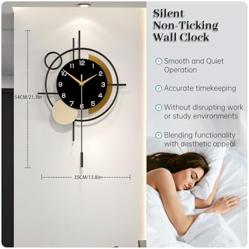Wall Clock for Living Room Decor Modern Clock Pendulum Silent