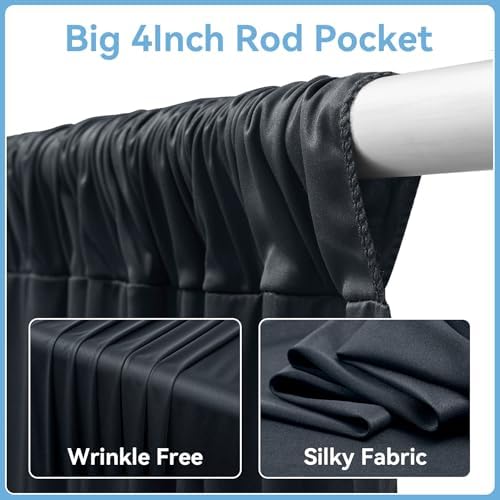Outpain 10ftx20ft Black Backdrop Ceiling Drapes,2Panels 20ft Height Wrinkle F...