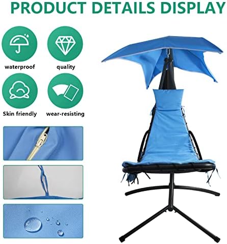 MICTONY Outdoor Hanging Lounge Chair Replacement Cushion Cover and Umbrella F...