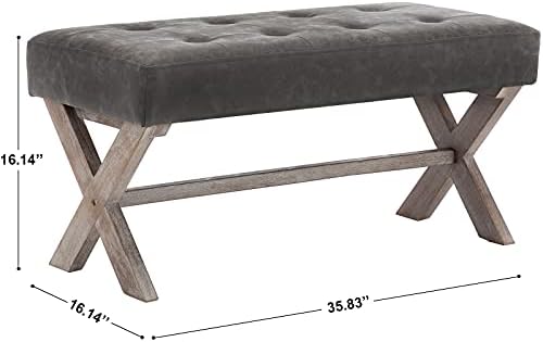 chairus 36" PU Leather Farmhouse Entryway Bench End of Bed Bench, Gray