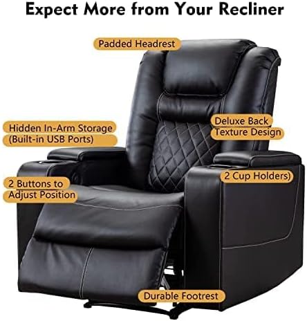 CANMOV Electric Power Recliner Chair Set of 4, Breathable Leather Home Theate...