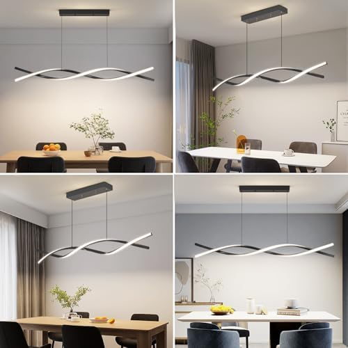 Modern LED Ceiling Pendant Light, 39IN Modern Chandelier with Remote Control ...