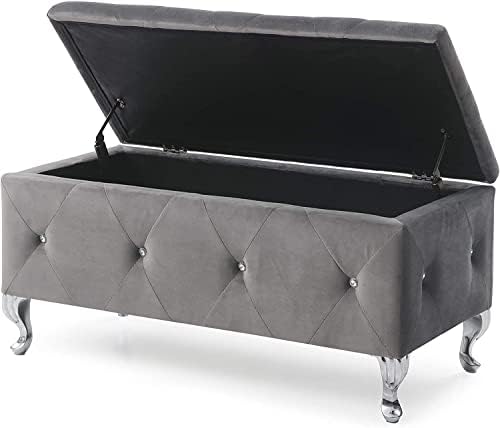 AC Pacific Glam 38 Inches Storage Ottoman Bench for Entryway, Hallway, Living...