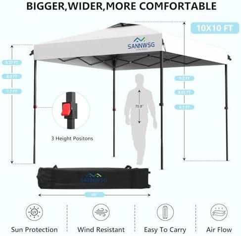 10x10 pop up canopy tent with 3 sidewalls,easy shown in use