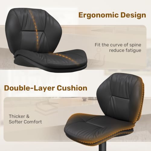 Nalupatio Swivel Bar Stools Set of 3, Double-Layer Filled Upholstered Bar Sto...