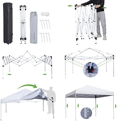 ZENY 10x10 Pop Up Canopy Tent Easy Set-up Outdoor Patio Canopy Adjustable Str...