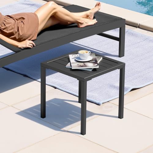Crestlive Products Aluminum Outdoor Side Table, Pool Lounge Chair Side Table,...
