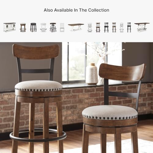 Signature Design by Ashley Valebeck Swivel Bar Stool with Back, 30 in
