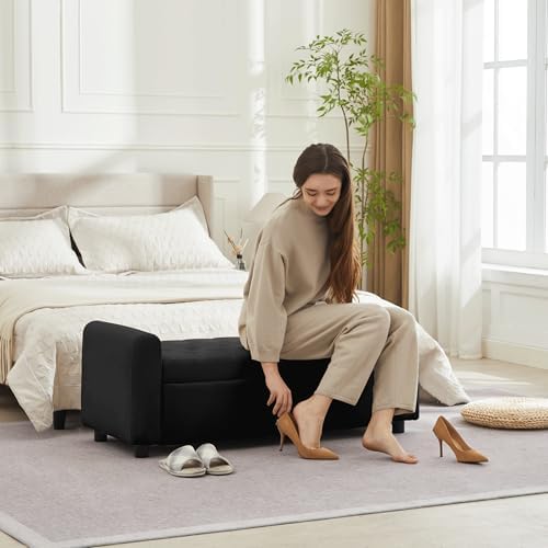 48" Ottoman with Storage, Tufted Storage Ottoman Bench, Convenient Livin...
