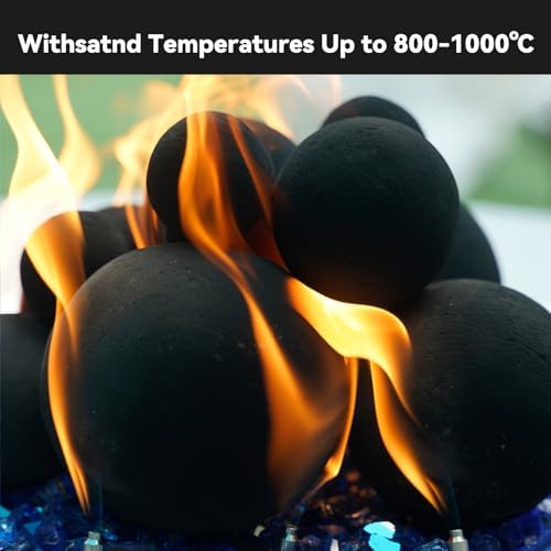 Skyflame 12PCS Black Ceramic Fireplace Balls, Mixed of 4 Sizes