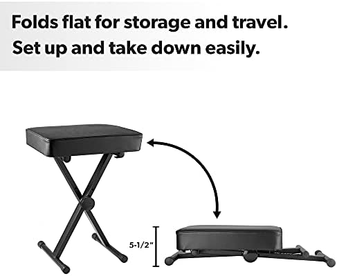 Hamzer Adjustable Padded Keyboard Bench, Heavy-Duty Foldable and Portable X-S...