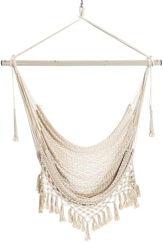 Hammock Chair，Max 330lbs, Large Hanging Chair, Soft Cotton Rope Swing Chair w...