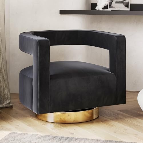 BELLEZE Swivel Barrel Accent Chair Set of 2, Modern Upholstered Arm Comfy Vel...