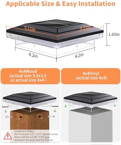 BRIMAX 8 Pack 4x4 Solar Post Cap Lights,3 Modes,Water Ripple Light Effects