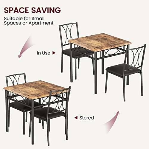 Dining Table Set for 2, Kitchen Table with 2 Upholstered Chairs, Wood 3-Piece...