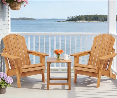 SoliWood Oversize Wooden Outdoor Folding Adirondack Chair with Pre-Assembled ...