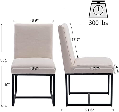 HNY Modern Dining Chairs Set of 4, Upholstered Linen Dining Room Chairs with ...