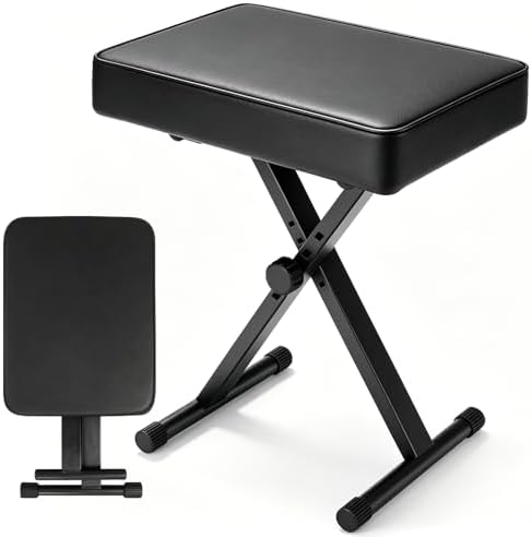Keyboard Bench Adjustable Piano Stool - Extra Comfortable Piano Bench with Hi...