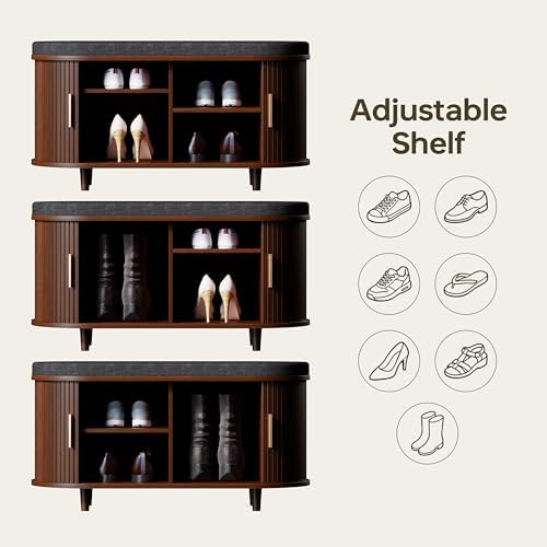 DHH 2-Tier Storage Bench,Wide Shoe Bench with Thickened Padded Seat Cushion, ...