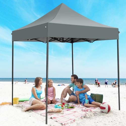 COBIZI 6.6x6.6 Pop up Heavy Duty Canopy Tent Without Sidewalls, Gray