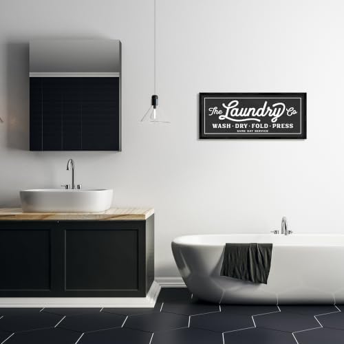 Stupell Industries Vintage Laundry Sign Cursive Typography, Black Framed, 13 ...