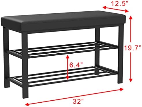 Finnhomy Entryway Shoe Rack with Cushioned Seat, Shoe Bench for Entry, 2 Shel...