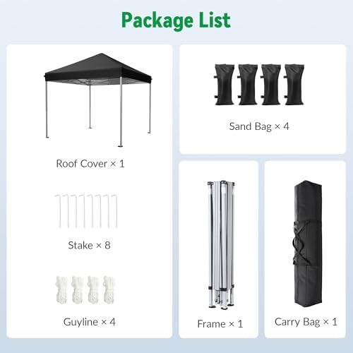 Driftalia 10x10 Pop Up Canopy Tent One-Push Center Lock, Portable Shelter
