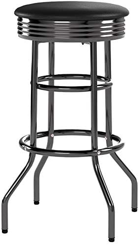 TRINITY Heavy Duty 30 Inch Backless Swivel Bar Stool, Black, Set of 2