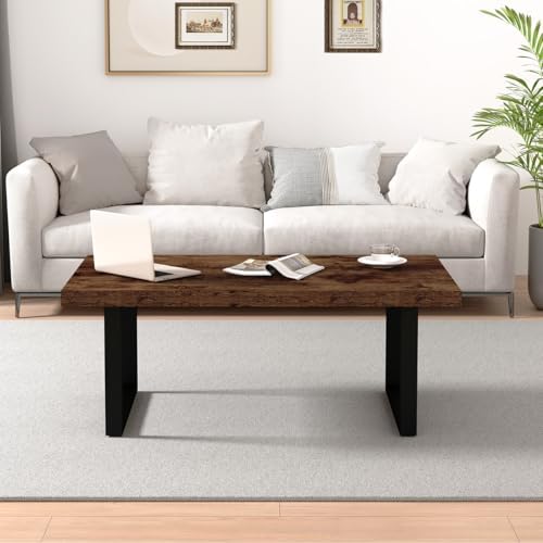 IBF Rustic Brown Coffee Table, Industrial Wood Living Room Table 39 Inch