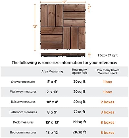 Yaheetech 27PCS 12x12in Interlocking Deck Tiles Outdoor Patio,Brown