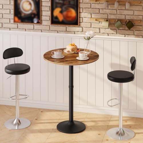 HOOBRO Round Bar Table, 35" Tall Pub Table, Cocktail Table with Base for...