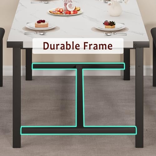 IDEALHOUSE 3 Piece Dining Table Set for 4-6, 63" Extendable Thick Metal ...