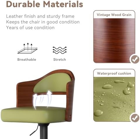 Swivel Bar Stools Set of 4,Bentwood Adjustable Height Barstools