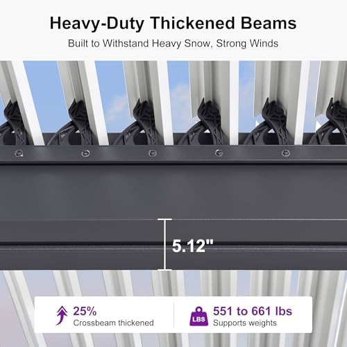 PURPLE LEAF 14' x 24' Louvered Pergola w/LED Lights & Independent...