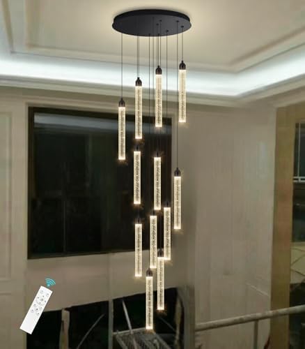 12-Lights Modern Chandeliers for Entryway High Ceiling Chandelier LED Dimmabl...