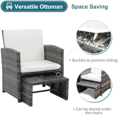 OC Orange-Casual 6 Pieces Patio Furniture Set w/Chairs and Ottomans, White