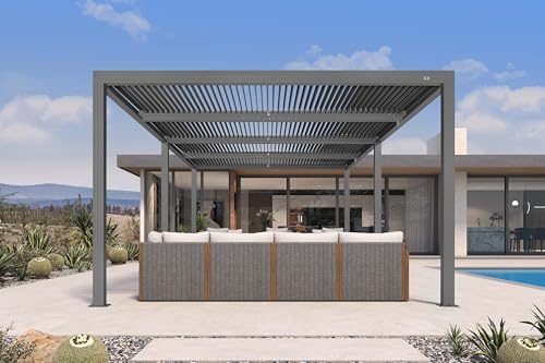 PURPLE LEAF Louvered Pergola 12' x 24', Adjustable Roof, Concealed Gu...