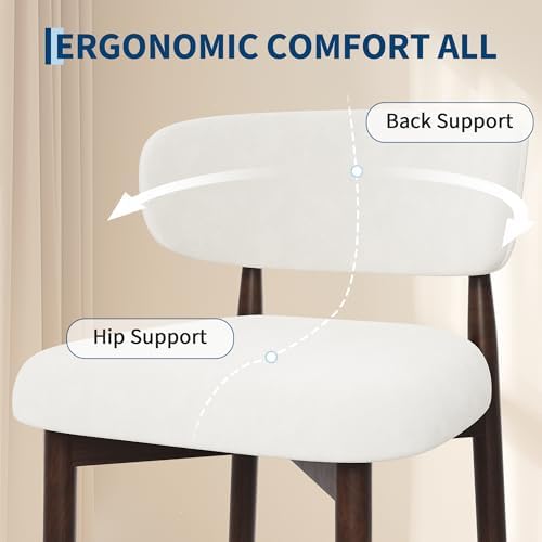 Garvee 26″ Wooden Bar Stools Set of 2, Counter Height Bar Stools, Beige