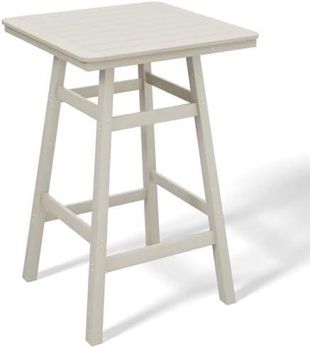 Costaelm Outdoor Bar Table, 42" Counter Height Square Patio Cocktail Bar...