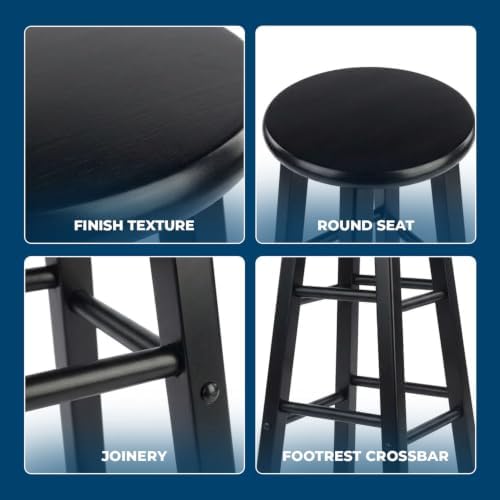Winsome Element 2-Piece Bar Stool Set, Black, 29"