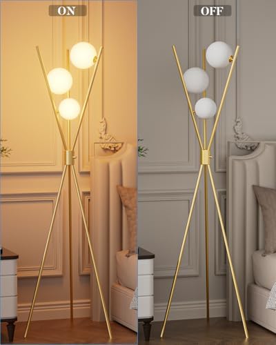 Lightdot Tripod Floor Lamp Stepless Dimmable Globe Modern Floor Lamp Gold Sta...