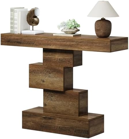 Tribesigns 42.5" Farmhouse Console Table, Narrow Wood Sofa Table Behind ...