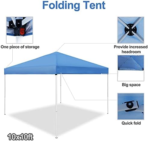 JupiterForce 10 x 10 Pop Up Height Adjustable Canopy Tent Sun Protection Wate...