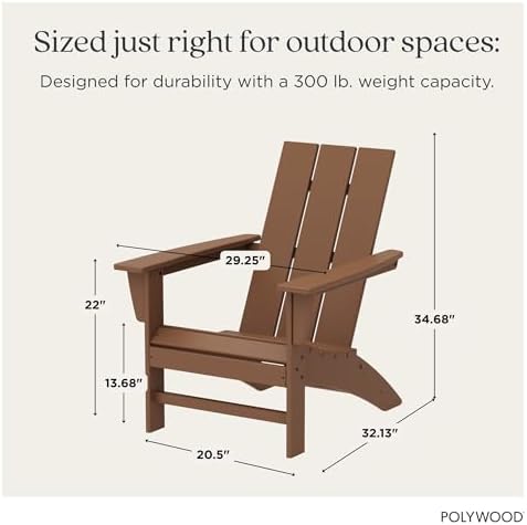 POLYWOOD Modern Adirondack Chair – All-Weather Outdoor Lawn Adirondack Chairs...