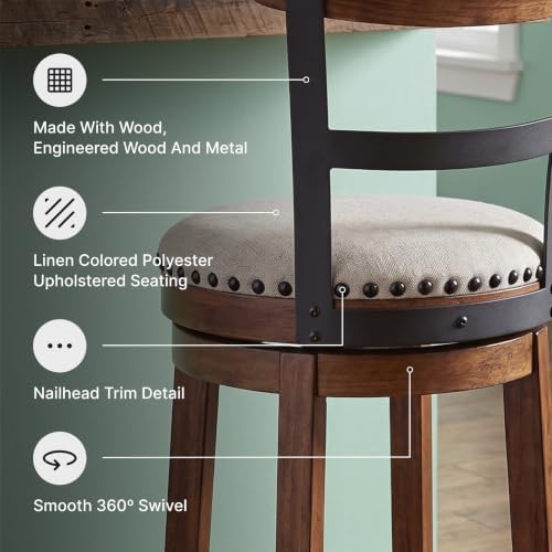 Signature Design by Ashley Valebeck Swivel Bar Stool with Back, 30 in