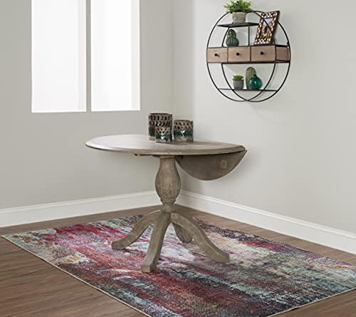Linon Home Decor Mauro Antique Rustic Brown Drop Leaf Small Dining Table with...