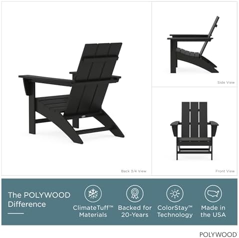 POLYWOOD Modern Adirondack Chair – All-Weather Outdoor Lawn Adirondack Chairs...