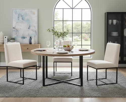 CIMOTA Modern Linen Dining Chair Set of 8, Mid Century Dining Room Chairs Fab...