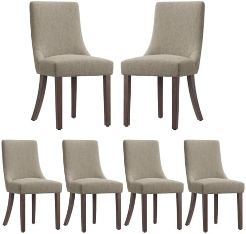 MALOL Wooden Dining Chairs Set of 6, Upholstered Kitchen & Dining Room Ch...